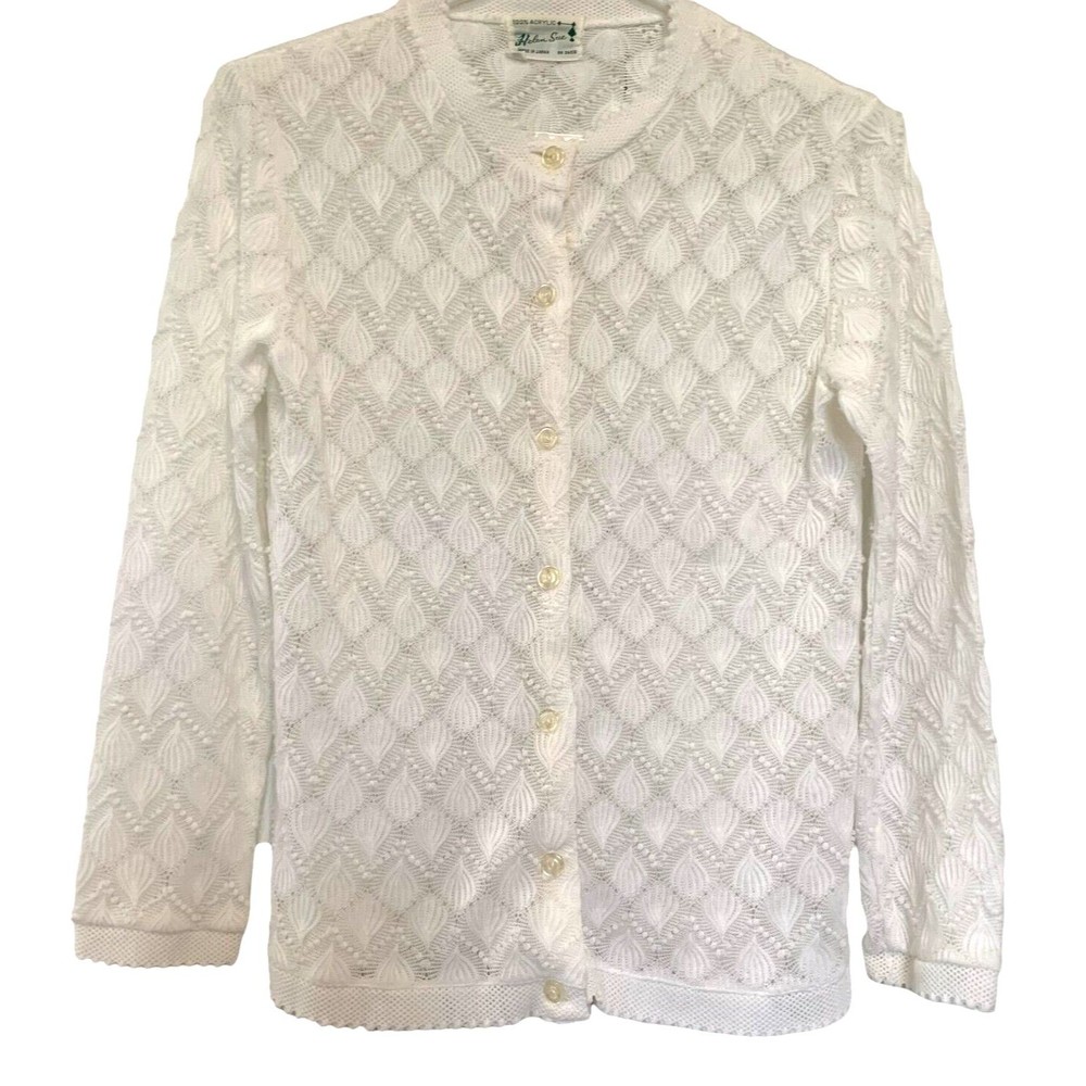 Elegant White Textured Cardigan